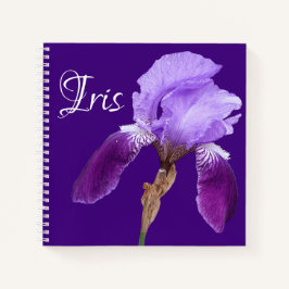 Cuaderno Nombre del personalizable Iris bonito morado flor