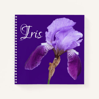 Cuaderno Nombre del personalizable Iris bonito morado flor 