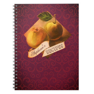 Cuaderno Nombre del personalizable Manzana Vintage Receta R