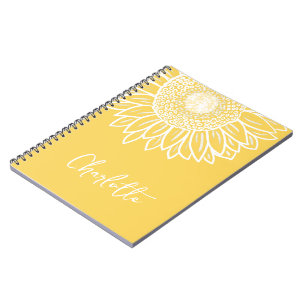 Cuaderno Nombre del Personalizable moderno con flor de gira