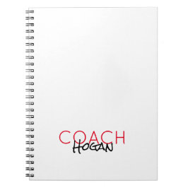 Cuaderno NOMBRE DEL personalizado texto rojo negro Deportes