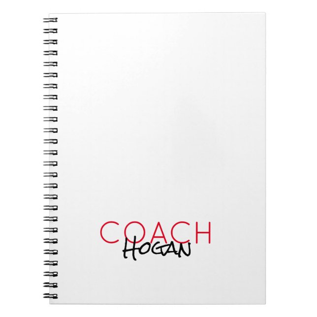 Cuaderno NOMBRE DEL personalizado texto rojo negro Deportes (Frente)