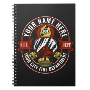 Cuaderno NOMBRE DEL personalizar Bombero Máscara Casco Res