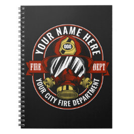 Cuaderno NOMBRE DEL personalizar Bombero Máscara Casco Resc