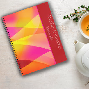 Cuaderno Nombre del planificador geométrico de burgundy Tea