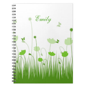 Cuaderno Nombre del prado de los pasteles verdes y blancos 