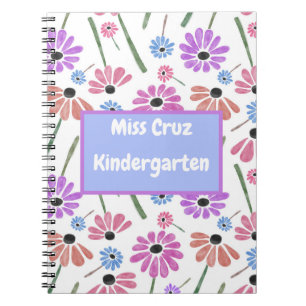 Cuaderno Nombre del profesor floral/color de grado