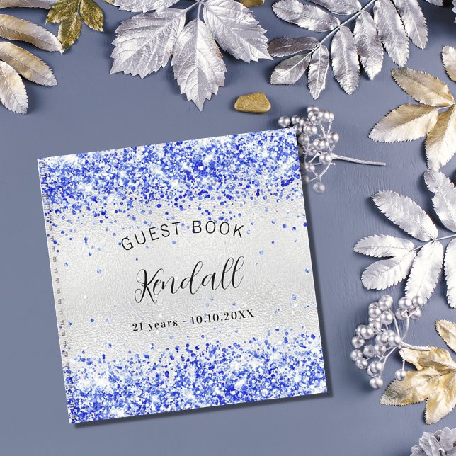Cuaderno Nombre del purpurina azul real del cumpleaños del  (Subido por el creador)