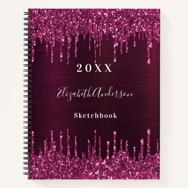 Cuaderno Nombre del purpurina burgundy de Sketchbook (Anverso)
