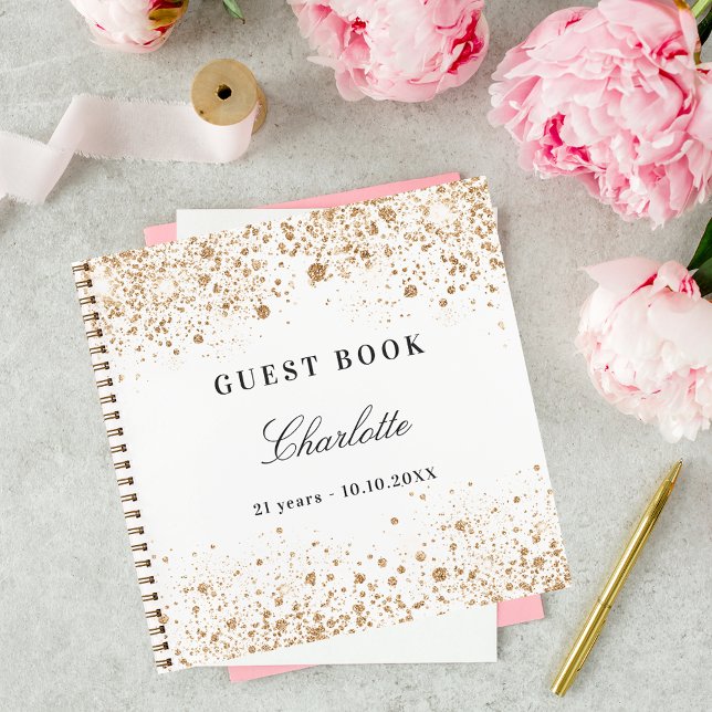 Cuaderno Nombre del purpurina de oro blanco de cumpleaños d (Subido por el creador)