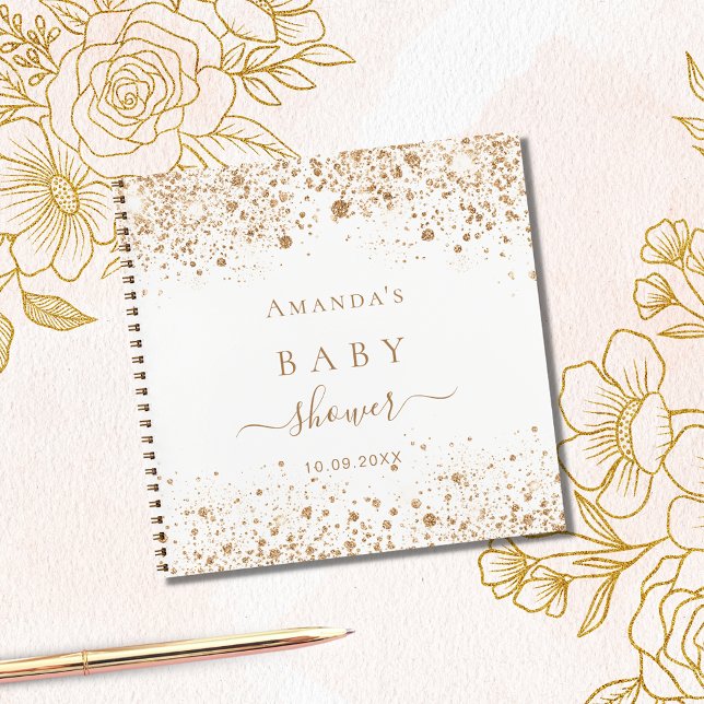 Cuaderno Nombre del purpurina de oro blanco para la ducha d (Subido por el creador)