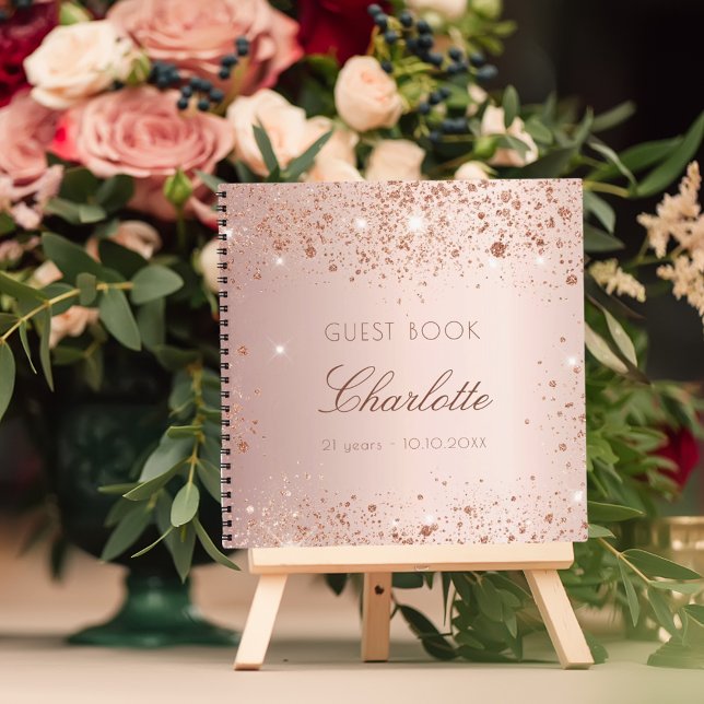 Cuaderno Nombre del purpurina de oro del rosa de cumpleaños (Subido por el creador)