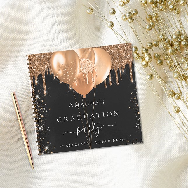 Cuaderno Nombre del purpurina de oro negro de la graduación (Subido por el creador)