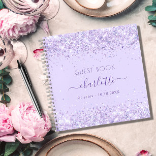 Cuaderno Nombre del purpurina de violet lavender de cumplea