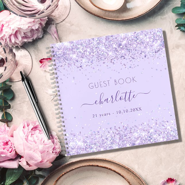 Cuaderno Nombre del purpurina de violet lavender de cumplea (Subido por el creador)