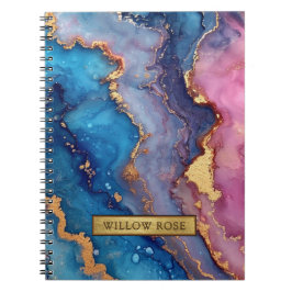 Cuaderno Nombre dorado Resumen Moda rosa púrpura azul moder