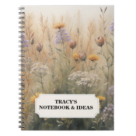 Cuaderno Nombre editable de flores silvestres silenciadas