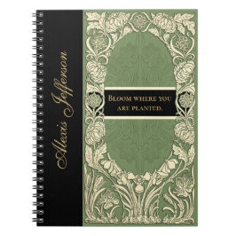 Cuaderno Nombre elegante de la cita del borde floral Art No
