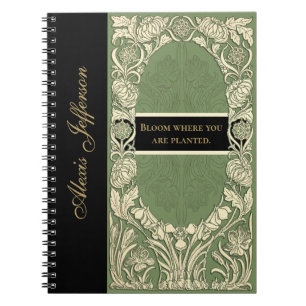 Cuaderno Nombre elegante de la cita del borde floral Art No