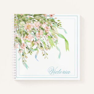 Cuaderno Nombre elegante de las cintas azules personalizada