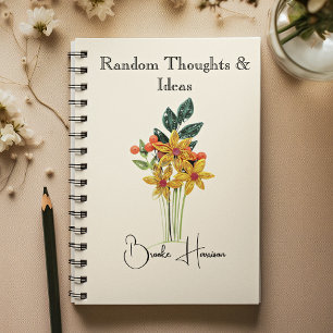 Cuaderno Nombre elegante    Flores modernas de papel recort