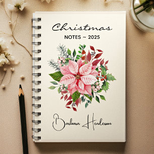 Cuaderno Nombre Elegante Notas de Navidad Poinsettia Ros