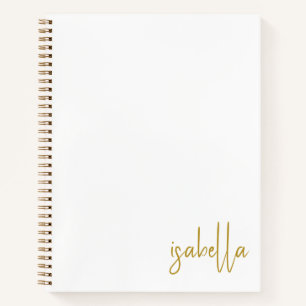 Cuaderno Nombre en guión dorado minimalista personalizado e