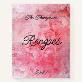 Cuaderno Nombre familiar personalizado en floral rosa vinta