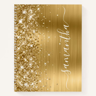 Cuaderno Nombre femenino con papel de aluminio dorado brill