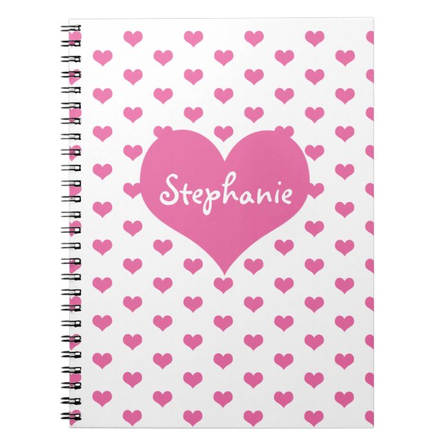 Cuaderno Nombre femenino de los corazones rosados (Frente)