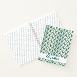Cuaderno Nombre floral azul turquesa delicado