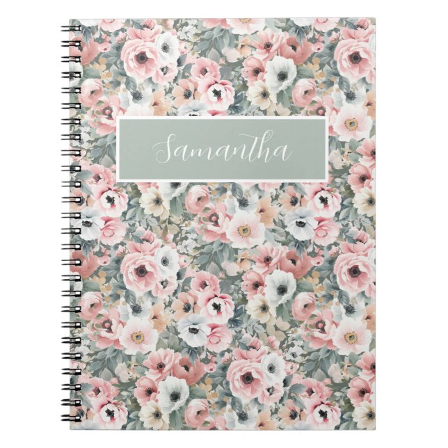 Cuaderno Nombre floral rosa (Frente)