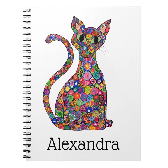 Cuaderno Nombre geométrico brillante lindo del monograma (Frente)