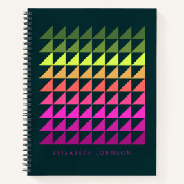 Cuaderno Nombre Geométrico Colorido Personalizado Rosa Verd