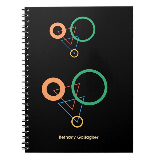 Cuaderno Nombre geométrico personalizado moderno con formas (Frente)