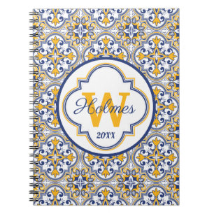 Cuaderno 💙 Nombre 💛 + inicial Azulejos