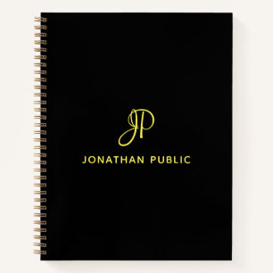 Cuaderno Nombre inicial del monograma dorado escrito a mano