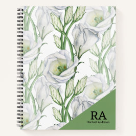 Cuaderno Nombre inicial del monograma floral de vegetación 