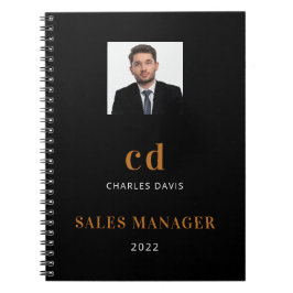 Cuaderno Nombre inicial foto negocio oro negro