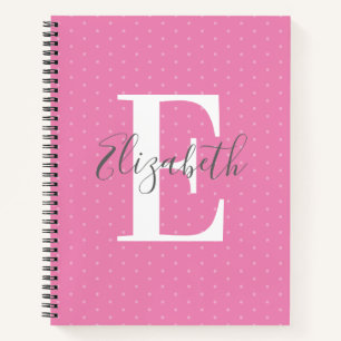 Cuaderno Nombre inicial moderno Polka Dot Rosa Girly