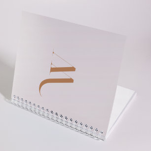 Cuaderno Nombre inicial personalizado estilo Beige & Brown