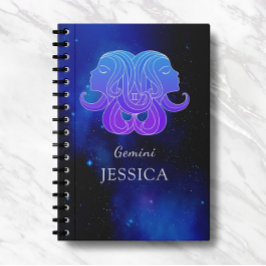 Cuaderno Nombre mágico con signo zodiaco para portátil Gemi
