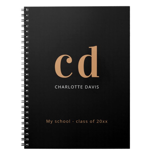Cuaderno Nombre minimalista de las iniciales del monograma  (Frente)