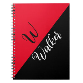 Cuaderno Nombre moderno de monograma - Bloc de notas rojo n