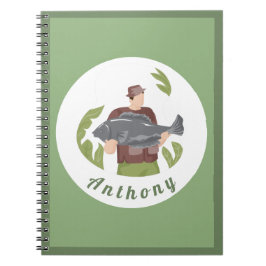Cuaderno Nombre moderno de pescador verde Ilustracion