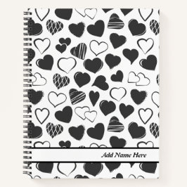 Cuaderno Nombre moderno del Personalizable del corazón blan