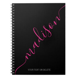 Cuaderno Nombre moderno manuscrito rosa negro