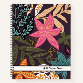 Cuaderno Nombre moderno y bonito del Personalizable floral