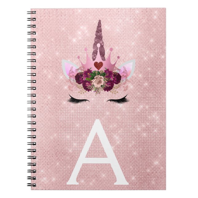Cuaderno Nombre monograma de la princesa azul rosa (Frente)