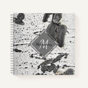 Cuaderno Nombre monograma de textura de escoba blanca y rus